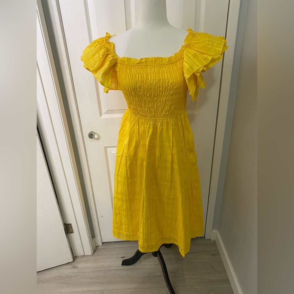 Yellow plaid flowy dress
